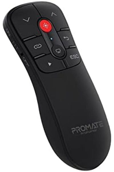Promate جهاز عرض لاسلكي صغير الحجم 2 في 1 بمنفذ USB من النوع C وجهاز عرض PPT للكمبيوتر المحمول بمدى 50 مترًا