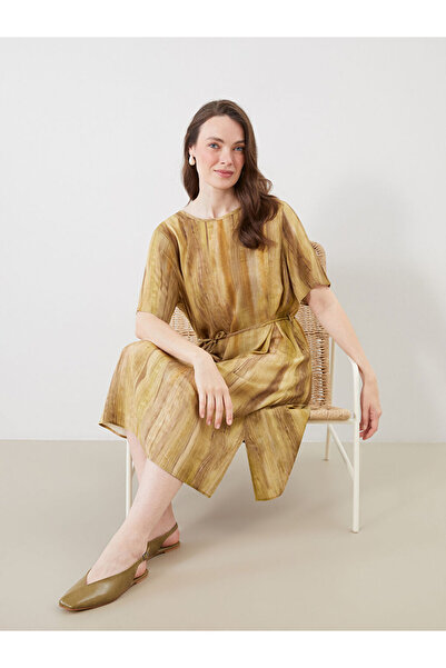 LC Waikiki New Season from Güli̇s Gi̇yi̇m Yellow Crew Neck Tie-Dye A-Line Dress