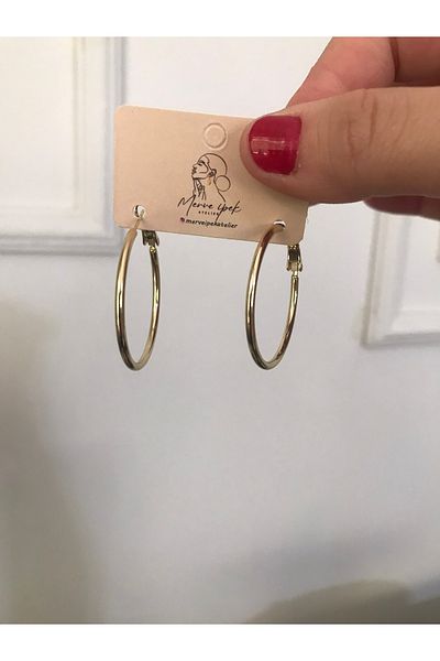 shop Steel Thin Model Gold Color Simple Hoob Earring