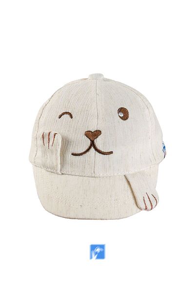 Kardelen Butik Denizli 65% Cotton 35% Polyester, Dog Embroidered Baby Boy Hat (0-18 Months) (Size 44-46 cm)