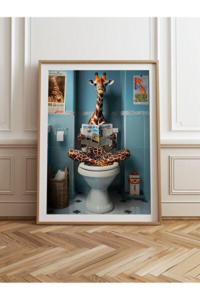 hediyenebak Pictură unică cu cadru din lemn Pictură poster cu girafă cool din...
