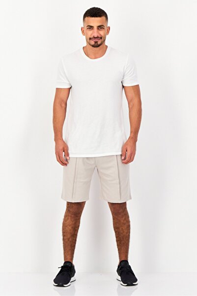 Tapout Men Textured Basic Shorts, Ivory