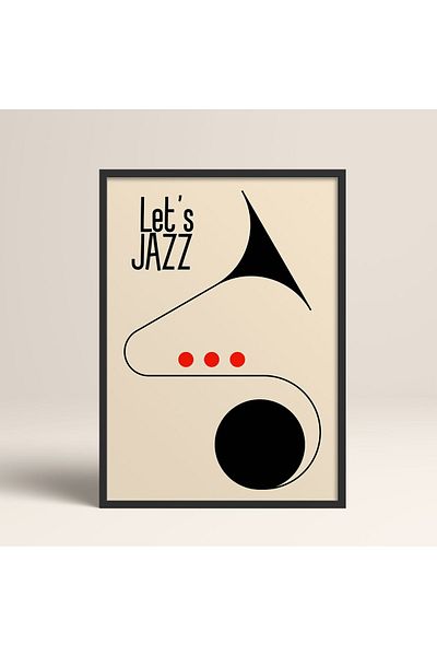 hediyenebak Pictură unică înrămată Modern Let's Jazz Poster Painting