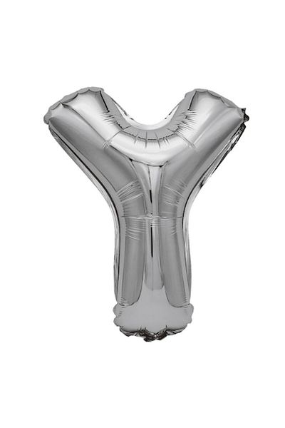 Balon Metallic Foil Balloon, Letter Y, 80 cm, Silver