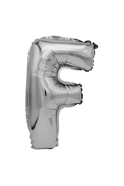 Balon din folie metalizata argintie, Mirific Party, Litera F, 80 cm, Silver