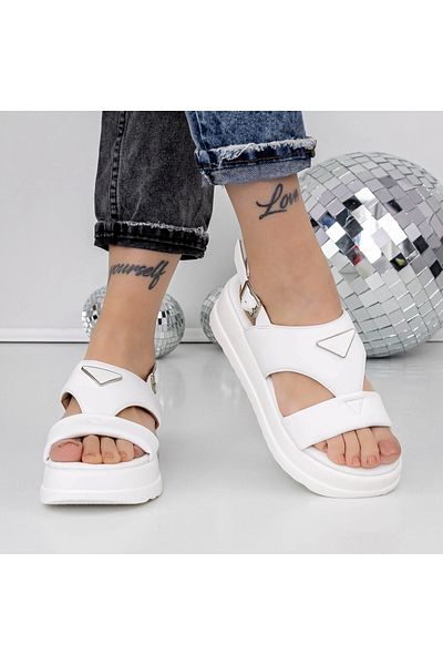 mei Women's Platform Sandals 3HXS78 White | Mei
