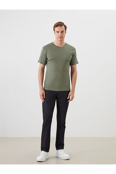 LC Waikiki Beige Crew Neck Combed Cotton Men's T-Shirt