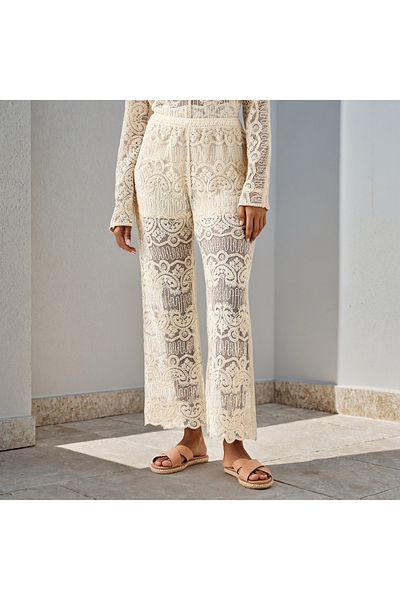 2Xtremz Crochet Texturted Wide-Leg Pants