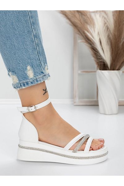 mei Women's Platform Sandals 5HXS8 White | Mei