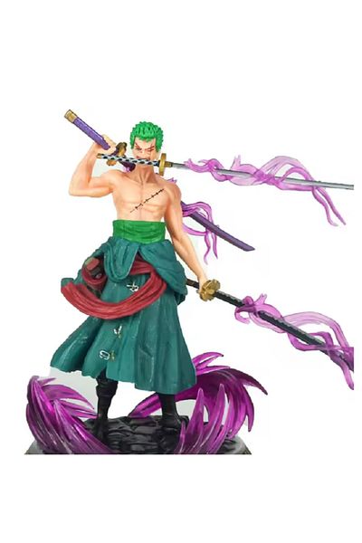 rexa Ghaf Growing 21cm Roronoa Zoro Action Figure – One Piece PVC Model with Three-Sword Style