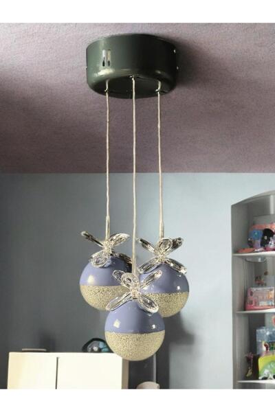 Serçeden Serçe'den Genç & Çocuk Odası Mavi 3'lü Led Avize