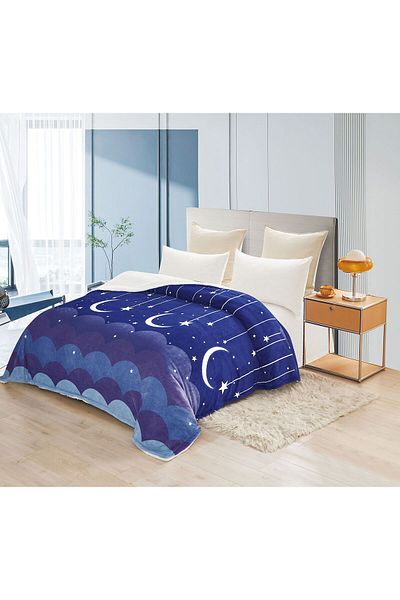FIONNA.RO Cocolino Blanket With Fur - Crescent Moon
