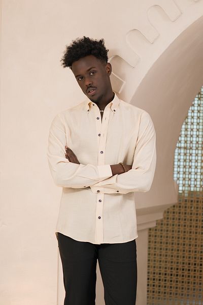 Dorss Collar Button Summer Thin Tulle Tulle 100% Modal Slimfit Shirt
