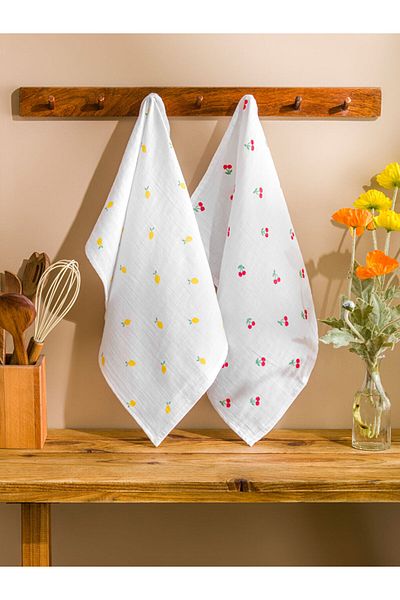 LC Waikiki Mixed Cotton Printed Drying Cloth 2 Pack 40X60 cm
