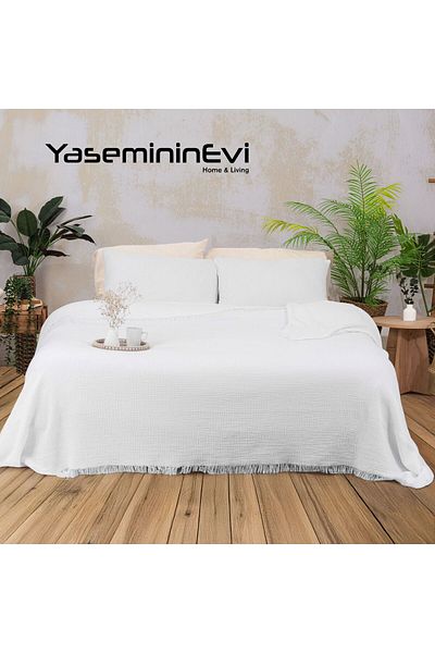 YASEMİNİNEVİ 4-Layer Multi Muslin Bedding Cover Pique (240X240 cm + 50X70Cm Pillow Cover 2 Pcs)