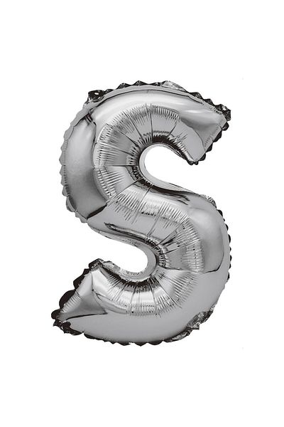 Balon Metallic Foil Balloon, Letter S, 80 cm, Silver