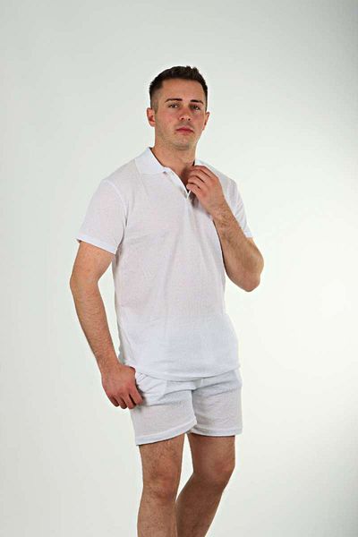hunter kamp Pb - Collared Pique Shorts Suit White