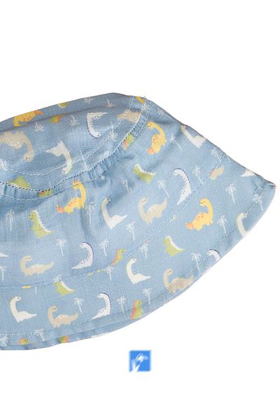 Kardelen Butik Denizli 100% Cotton, Dinosaur Printed Baby Boy Fisherman Hat (0-18 Months) (Size 44-46 cm)