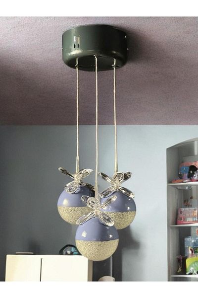 Serçeden Young & Children's Room Blue 3 Led Chandelier from Sparrow