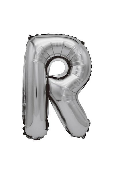 Balon made of silver metallic foil, Mirific Party, Letter R, 80 cm, Silver