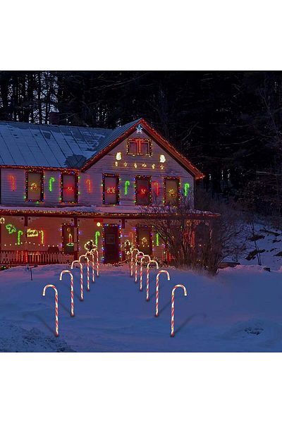 divendi-ro Set of 5 Luminous Outdoor Christmas Decorations, Lollipops, Solar Charging, 40 cm, Warm White-Red