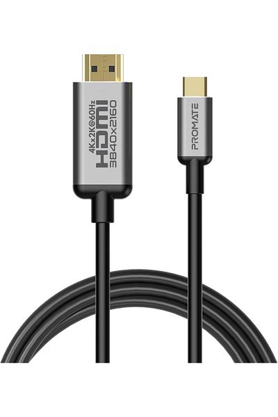 Promate USB-C™ to HDMI Cable 4K 60Hz, Universal Type-C™ to UHD HDMI Cable (Thunderbolt 3 Compati