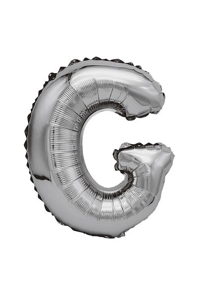 Balon din folie metalizată argintie, Mirific Party, Litera G, 80 cm, Silver