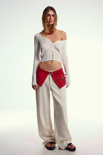 Bershka Belted skirt with buckle and pocket