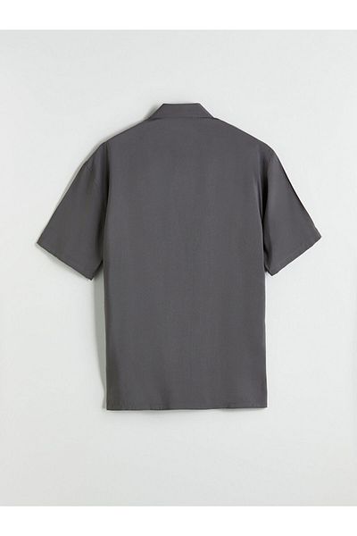 LC Waikiki Anthracite Regular Fit Short Sleeve Dobby Men's Shirt