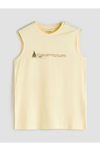 LC Waikiki Ανδρικό αμάνικο μπλουζάκι με στάμπα New Season Crew Neck - S5QL03Z8