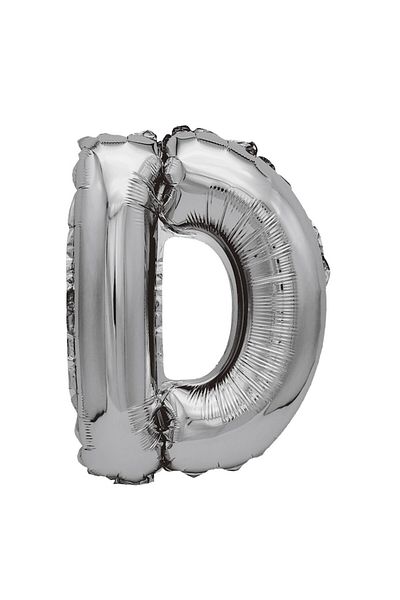 Balon din folie metalizata argintie, Mirific Party, Litera D, 80 cm, Silver
