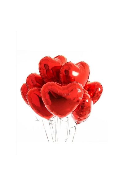 OEM Set of 8 Red Heart-Shaped Foil Balloons, 45 Cm