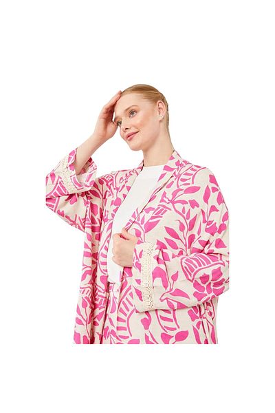 Levidor Leaf Pattern Linen Kimono Set