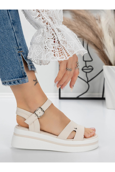 mei Sandale Dama cu Platforma 5HXS7 Bej | Mei