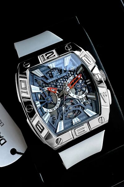 Daniel Klein Exclusive Rectangle Men Wristwatch Waterproof White Color Silicone Cord Gift Wristband Dke2139C1