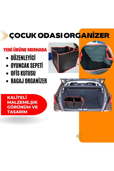 RS JANTİ STORE Foldable 2 Compartment Organizer – 60×30×30 cm | Waterproof, Grip Handle Car & Home Organizer