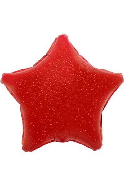 OEM Balloon in star shape, holographic effect, 45 cm, red