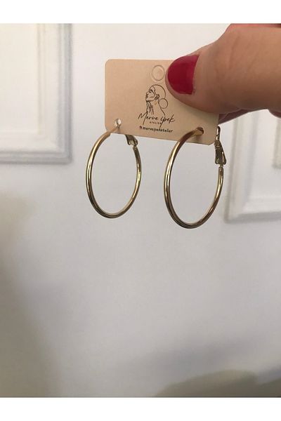shop Steel Thin Model Gold Color Simple Hoob Earring