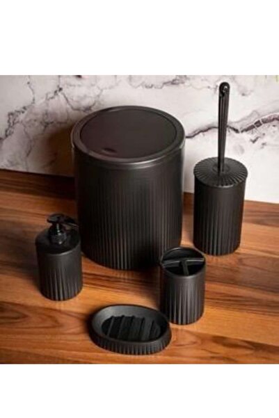 ÇEÇEN HOME طقم حمام مكون من 5 قطع طقم حمام دائري من الأكريليك