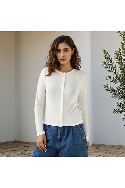 Lee Cooper Ribbed Henley Neck Shirt