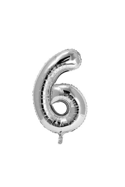 OEM Balon din folie metalizata, argintiu, 80 cm, cifra 6