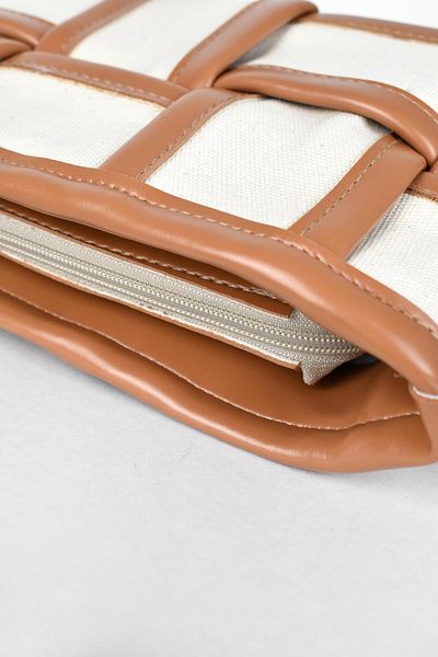 birizmoda Geantă de mână și de umăr din pânză împletită pentru femei - maro