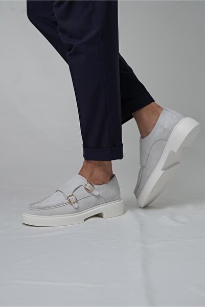 TETRİ Gody Model Hakiki Deri El Yapımı Erkek Beyaz Süet Casual Ayakkabı