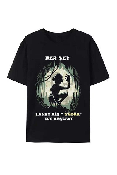 Köstebek Black Lord of the Rings - Gollum and the Ring Unisex T-Shirt