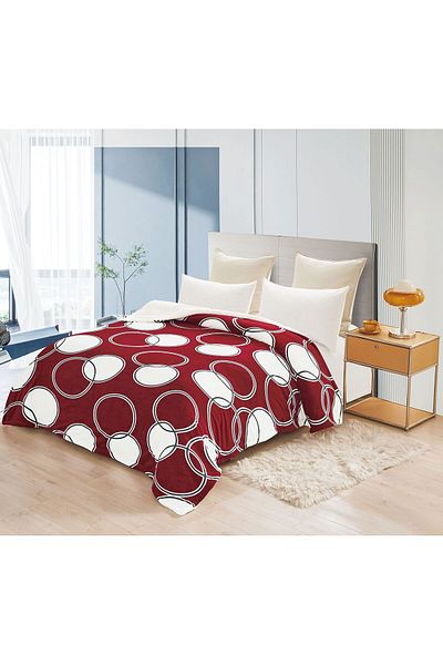 FIONNA.RO Cocolino Blanket With Fur - Burgundy With Circles