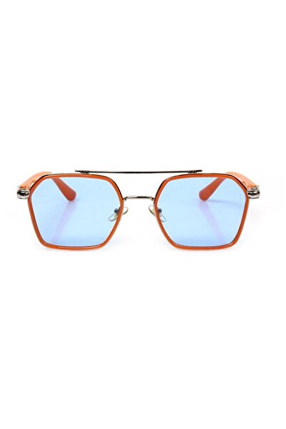 Makro Optik Rectangular Orange Rimmed Unisex Sunglasses