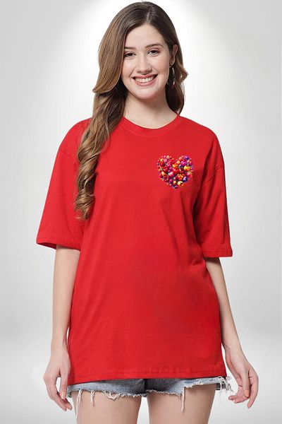 Angemiel Tulip Spring Icon of Beauty Red Oversize Women's Men's Front Minimal Printed T-Shirt