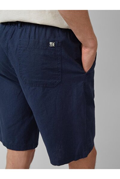 s.Oliver Men's Chino Shorts, Detroit, Linen and Cotton Blend, Regular Fit, Dark Navy