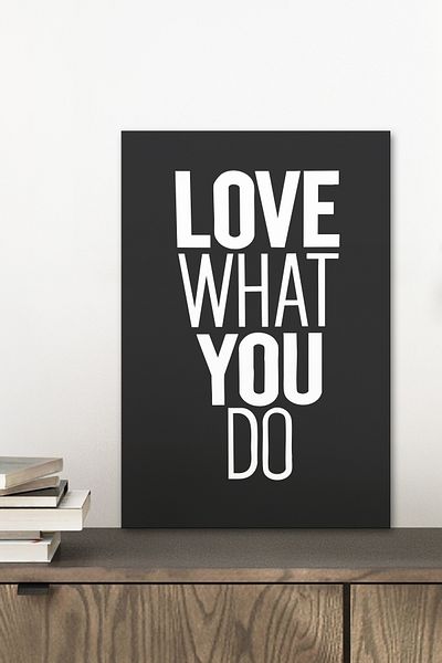 Zevahir Mobilya Dekorasyon 1 Piece Love What You Do Written Wooden Black Frame Look Mdf Table