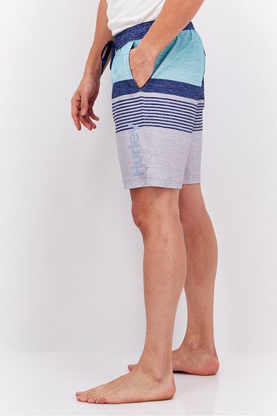 Hurley Men Stripe Drawstring Board Shorts, Blue Combo